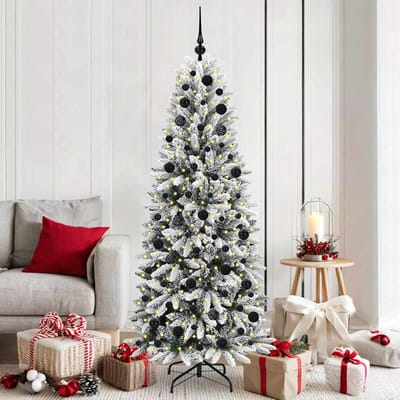 vidaXL - Kunstkerstboom - Wit - 180 - cm - PVC - en - plastic - en - staal - en - PE