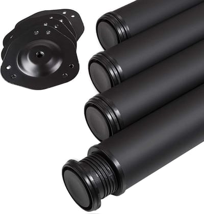 Set van 4 Tafelpoten In Hoogte Verstelbaar 820 mm Zwart Staal Zware Kwaliteit Ideaal voor Eettafel en Bureau