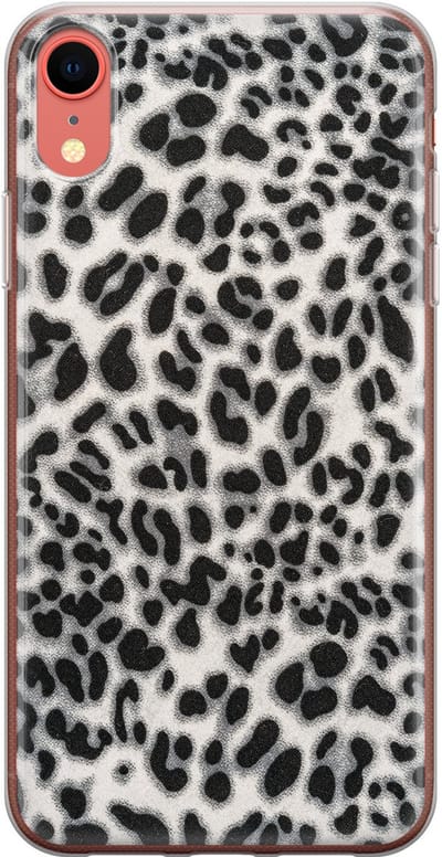 Leuke Telefoonhoesjes - Hoesje geschikt voor iPhone XR - Luipaard grijs - Soft case - TPU - Luipaardprint - Grijs