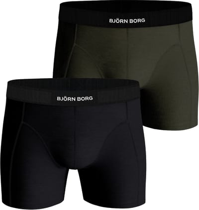 Björn Borg Cotton Stretch boxers - heren boxers normale lengte (2-pack) - groen - zwart