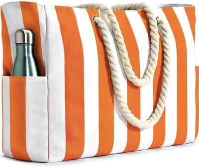 Grote gestreepte zwemtas voor dames, water- en zandbestendige strandtas, verdikte materiaal reistas voor bij het zwembad, geschikt voor droge en natte kleding en handdoeken, 50 * 12 * 38 cm, Stijl 4