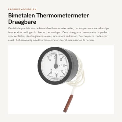 Dailygoods- Thermometer Bimetall - Draagbare Temperatuurmeter - Nauwkeurige Temperatuurmetingen - Mini Formaat - Duurzaam - Ideaal voor Reptielen/Kassen