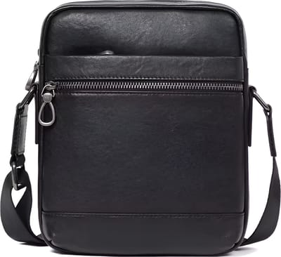 WoYoW® - Rundleer Schoudertas Heren - Stijlvol & Praktisch - Rundleer Crossbody Tas - Handtas Heren Messenger Bags - Zwart