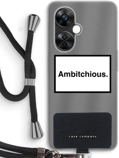 Case Company® - Hoesje met koord geschikt voor OnePlus Nord CE 3 Lite hoesje met Koord - Ambitchious - Telefoonhoesje met Zwart Koord - Bescherming aan alle Kanten en Over de Schermrand