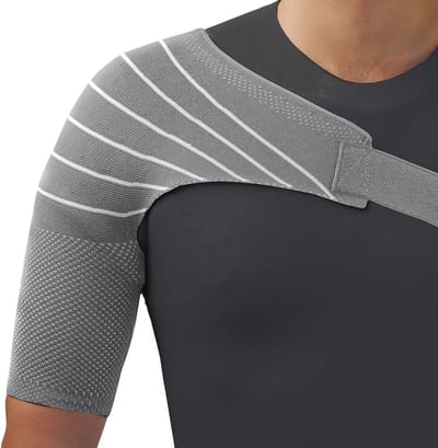 Uriel - Schouderbrace - Schouderbandage Grijs - Ondersteuning bij Schouderklachten - Unisex - Past Links & Rechts - Maat S
