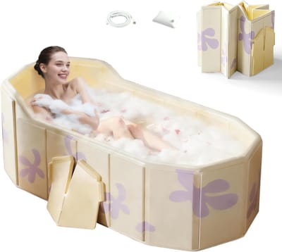 140 x 55 x 55 cm, opvouwbare badkuip voor volwassenen, draagbare badkuip voor volwassenen, 2-in-1 warm en koud waterbad, upgrade C-vormige rugleuning, zonder installatie, voor spa, sauna, parendouche