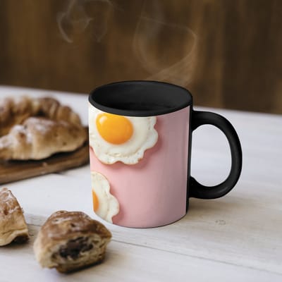 Magische Mok - Foto op Warmte Mokken - Koffiemok - Eieren - Bloem - Roze - Magic Mok - Beker - 350 ML - Theemok