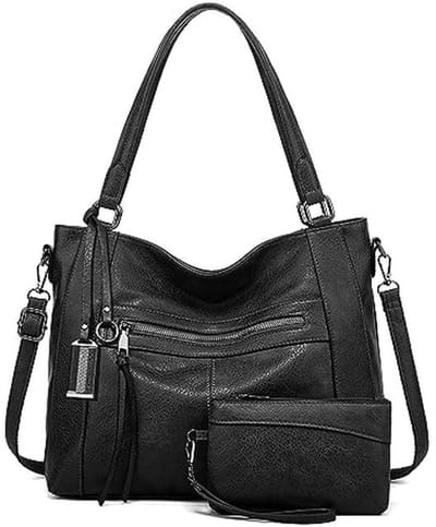 Dames 2-delige Handtassen Set - Schoudertas en Grote Shopper - PU Leer - Tote Bag met Portemonnee - Ideaal voor Kantoor, Winkelen en Reizen