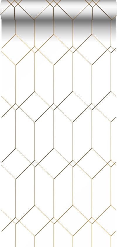 ESTAhome behang art deco motief wit en goud - 53 cm x 10.05 m - 139223