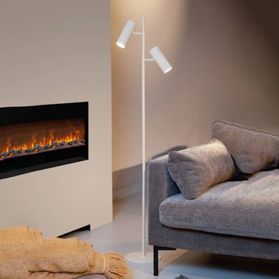 Lucide Club vloerlamp, verstelbaar, wit, metaal, 140 cm, GU10