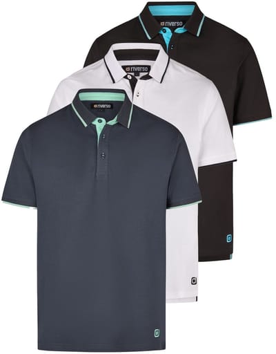 riverso Heren Polo RIVLeano 3 Pack regular fit Veelkleurig S Volwassenen - gemaakt van 100% katoen