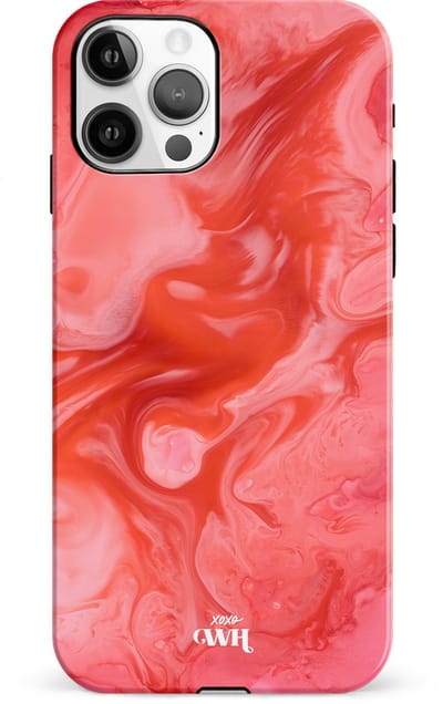 xoxo Wildhearts Marble Red Lips - Single Layer - Hardcase hoesje geschikt voor iPhone 12 Pro Max hoesje - Rood hoesje - Marmer case geschikt voor iPhone 12 Pro Max hoesje rood - Shockproof beschermhoes - Rood
