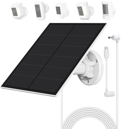 Zonnepaneel met 5W-aansluiting, inclusief oplaadkabel van 3 meter, beschermingsklasse IP65