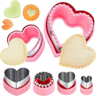 Hart Koekvormpjes - Vormpjes set - Broodjes maken - Anti-aanbak - 6 stuks - Zilver