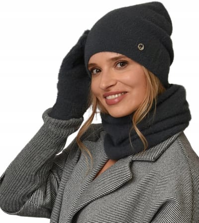 Alur Serie - Vrouwen Winterset - Grafiet - Beanie - Sjaal - Handschoenen
