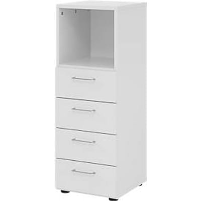 Breno ladekast, 4 laden, 1 vak, metalen handgrepen, B 400 x D 420 x H 1100 mm, lichtgrijs/lichtgrijs