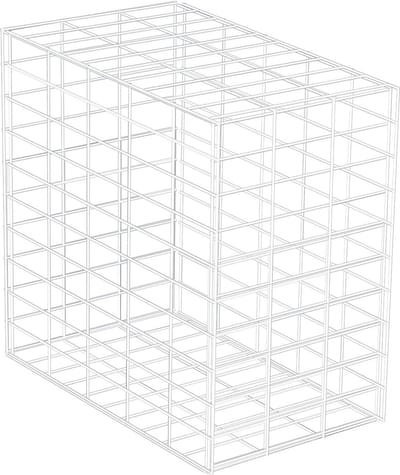 Schanskorf 50x50x30cm, compleet met ringen + tang + afstands.