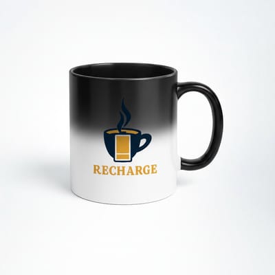 Magische Recharge Koffiemok - Zwart Thermisch Reactieve Mok met Batterij Ontwerp