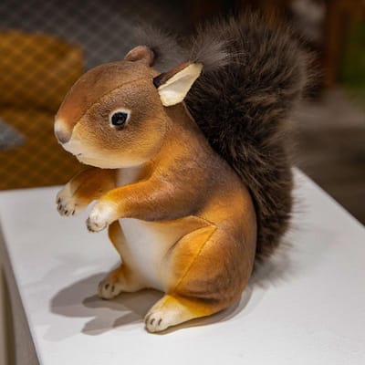Realistisch Eekhoorn Pluche Speelgoed Schattig Levensgetrouw Knuffeldier Schattig Zacht Poppetje Knuffelkussen Jongens Meisjes Kinderen Bedtijd Metgezel Cadeau 20cm bruin