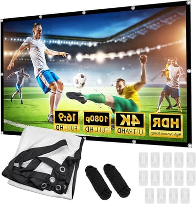 Opvouwbaar en draagbaar 100 inch projectiescherm voor HD en 4K thuisbioscoopervaring, wasbaar en ideaal voor camping en buitengebruik