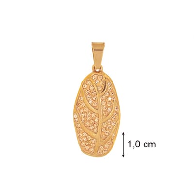 Blinx Jewels Stalen Hanger Blad Roségoudkleur Steentjes Zirkonia