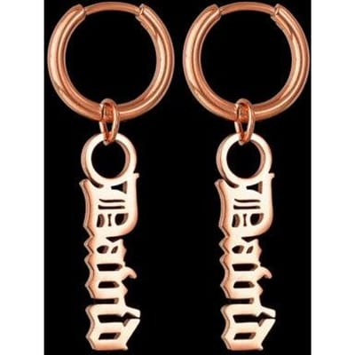 365 Bedel 1 Paar Gepersonaliseerde Naam Roestvrij Staal Drop Oorbellen Voor Vrouwen Meisjes Gepersonaliseerde Letter Gesp Oorbellen Punk Sieraden Cadeaus rosé gouden kleur