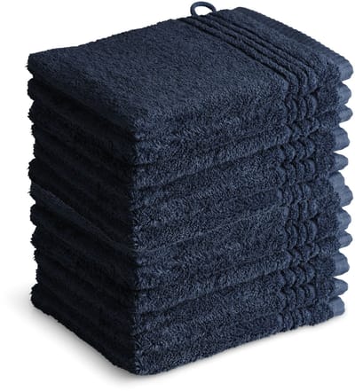 OUTLET BADTEXTIEL - set van 12 - washand 16x21 - navy