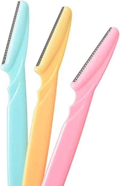 Igoods Scheermesjes - Wenkbrauwen Scheermesjes - Eyebrow Razor - met Dopje - 3 Stuks - Geel/Blauw/Roze