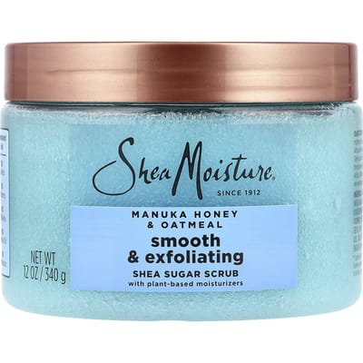 SheaMoisture, Zachte Exfoliërende Shea Butter Scrub, Manuka Honing, en Havermout, 12 oz (340 g) blue