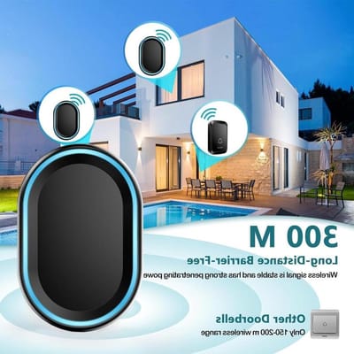Draadloze Deurbel - Batterij Deurbel - Toegangscontrole Huis - 300 Meter Bereik - 1 Zender 1 Ontvanger - Zwart
