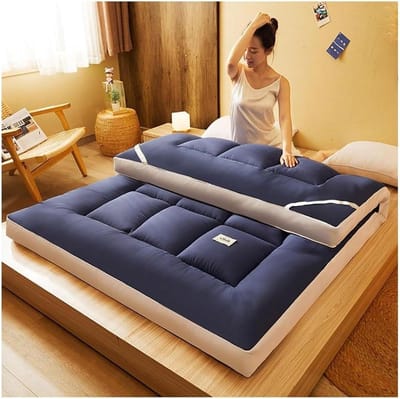 Opvouwbare futonmatras - Vloermatras logeerbed - Ruimtebesparend slapen - Ademend katoen polyester - 10 cm dik - Donkerblauw