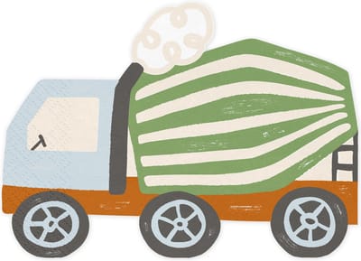 PARTYDECO - 20 Bouwvrachtwagen servetten 16 x 13 cm