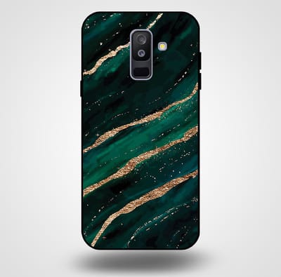 Smartphonica Telefoonhoesje voor Samsung Galaxy A6 Plus 2018 met marmer opdruk - TPU backcover case marble design - Groen Goud geschikt voor Samsung Galaxy A6 Plus 2018