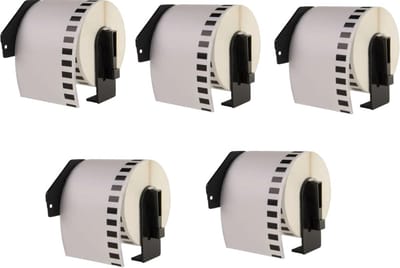 Label Tape Geschikt voor Brother DK-22210 | 29 mm x 30,48 m | Zwart op Wit - 5 stuks - Geschikt voor: QL-500 QL-550 QL-560 QL-570 QL-580N QL-650TD QL-1050N QL-1060N QL-700 QL-710W QL-720NW QL-800 QL-810W QL-820NW TD-2130N QL-600 QL-1100 QL-1110