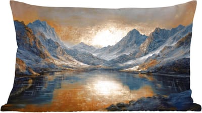 Sierkussens - Kussentjes Woonkamer - 60x40 cm - Berglandschap met Gouden Zonsondergang