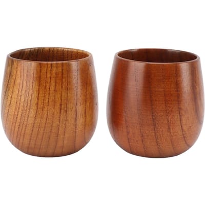Tasses à thé en bois faites à la main multifonctionnelles sûres écologiques tasses à thé en bois massif pour boire du thé L brown