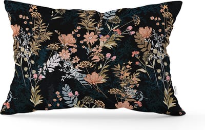 De Groen Home BLOEM Sierkussen Velvet - 30x50 cm - Zwart - Inclusief binnenkussen - Fluweel