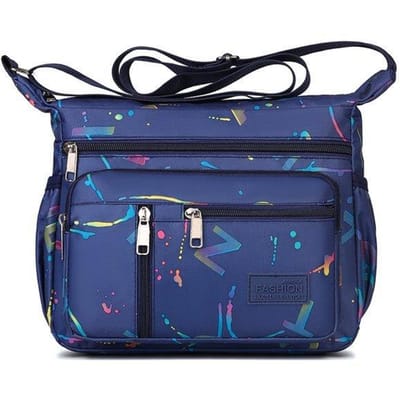 Nieuwe Mode Joker Schoudertas Grote Capaciteit Letterprint Vrije Tijd Reizen Messenger Bag Meerlaagse Opberg Moedertas. blue