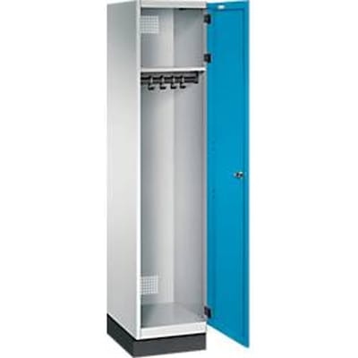 C+P Cambio locker, 1 vak, met sokkel, B 400 x D 525 x H 1980 mm, lichtgrijs/lichtblauw
