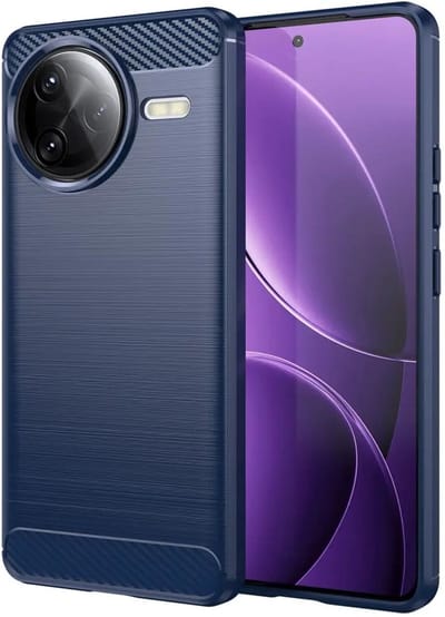 Geborsteld TPU Hoesje Geschikt voor Xiaomi Poco F7 Ultra | Beschermhoes | Back Cover | Flexibel TPU | Stijlvol Carbon | Dun | Blauw