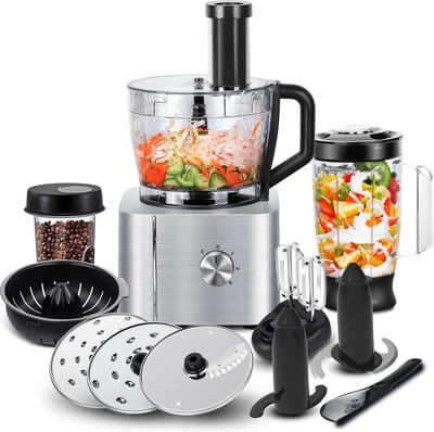 Foodprocessor - Compacte Keuken Processor voor Efficiënte Voedselbereiding - Inclusief Diverse Snijbladen en Kneedhaak
