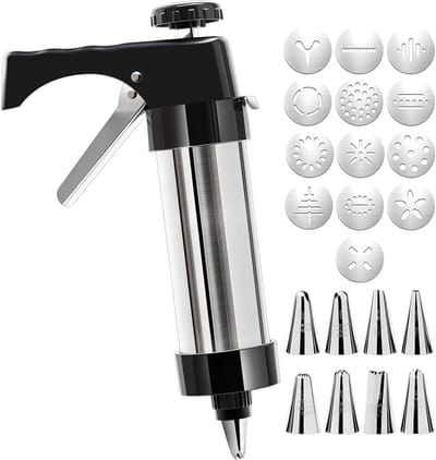 RVS Spray Pers met 13 Schijven en 8 Spuitmonden, Bakgereedschap Set voor Taarten en Gebak