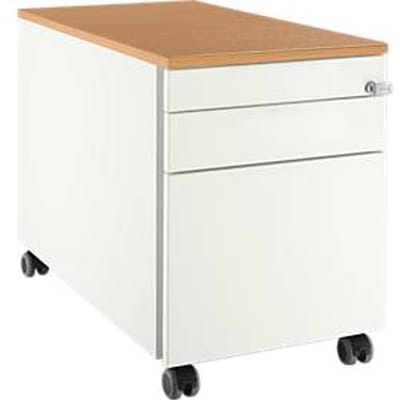 Schäfer Shop  Select Verrijdbaar ladeblok 126, 3 schuifladen, met greepuitsparing wit/blank aluminium/beukenpatroon