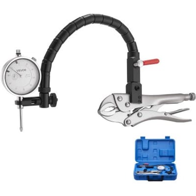 VEVOR Meetklok met 360° Flexibele Arm en 360°-Griptang, Nauwkeurigheid 0,03 mm, Bereik 0-25,4 mm, Professioneel voor het Instellen van Machines, Meten van Krappe Ruimtes, Opbergkoffer