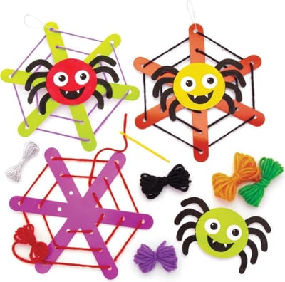 Baker Ross Spinnenweb Weven Decoratiesets (Set van 5) Spookachtige Knutselspullen voor Kids