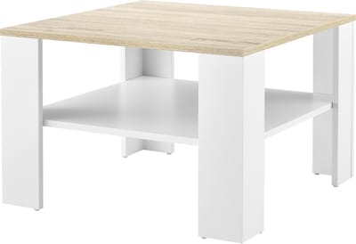 Salontafel Leiden vierkant 60x60x40 cm wit en eikenkleurig