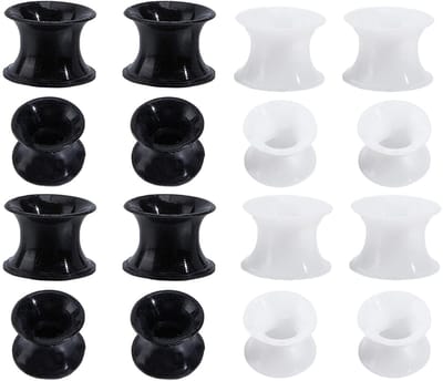 LIVIA HOME- Siliconen Tunnels 8 mm - Zwart/Wit - Set van 8 Paar - Extra Zacht - Flexibel - Uniseks - Oorbellen