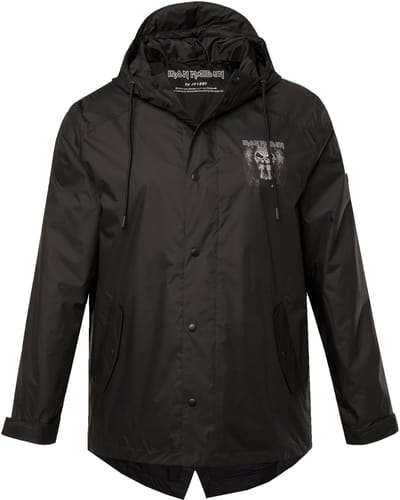 JP 1880 - Heren - Regenjas Iron Maiden waterdicht capuchon rits lichte voering - Zwart - Maat 3XL