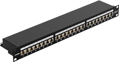CAT 7 patchpaneel 24 poorten voor 19 inch rack - afgeschermd netwerkpatchpaneel voor Gigabit netwerkswitch