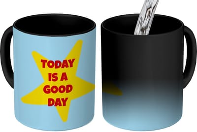 Magische Mok - Foto op Warmte Mokken - Koffiemok - Ster - Today is a good day - Blauw - Magic Mok - Beker - 350 ML - Theemok